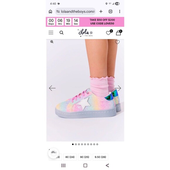 Lola + The Boys Glitter Star Ombre Sneakers Size UK34 Fits Like A 1.5/2 Rainbow - Picture 7 of 7